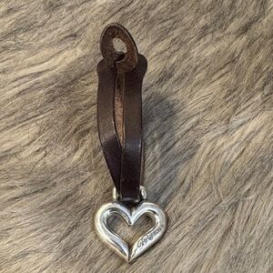 PRICE FIRM Brighton Silver Heart Handbag Emblem with Brown Leather Strap
